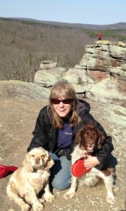 Sandy with Cassie and Buffy at Garden of the Gods in Shawnee National Forest, IL.